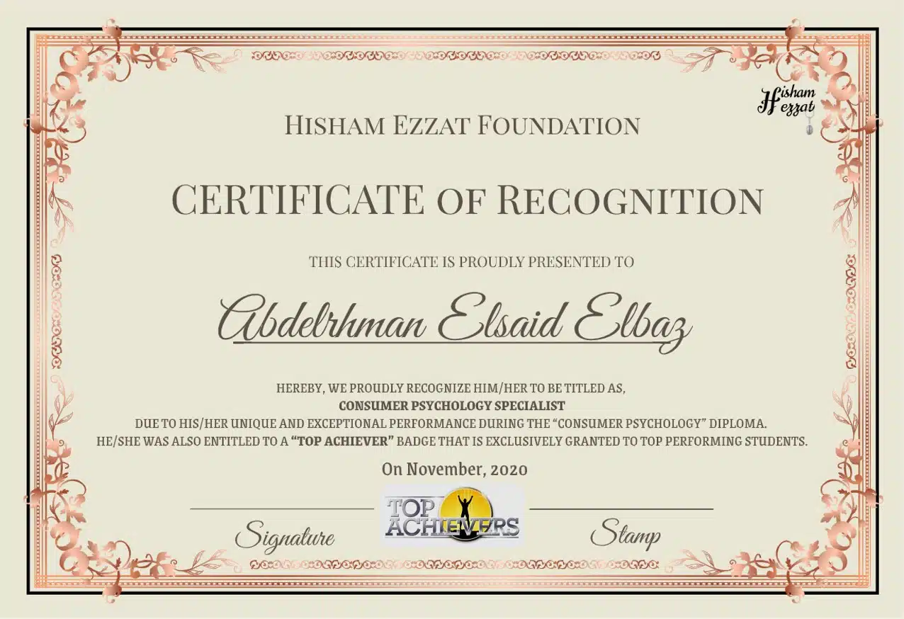 Consumer psychology certificate