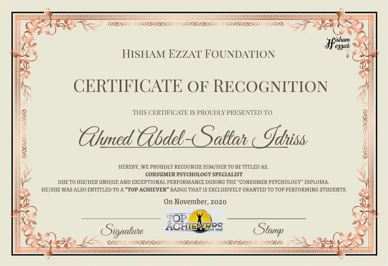 Consumer psychology certificate