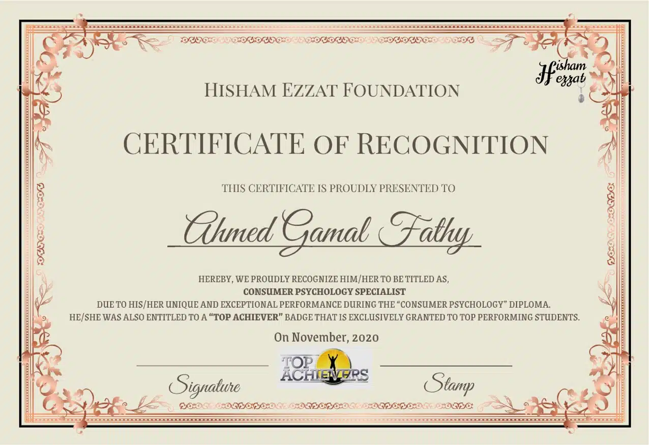 Consumer psychology certificate