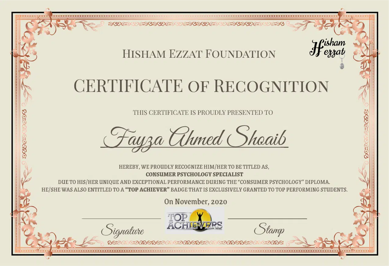 Consumer psychology certificate