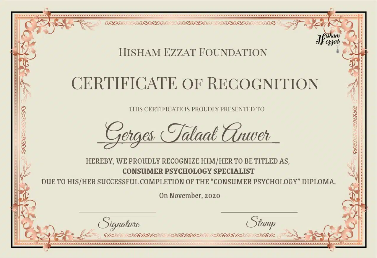 Consumer psychology certificate
