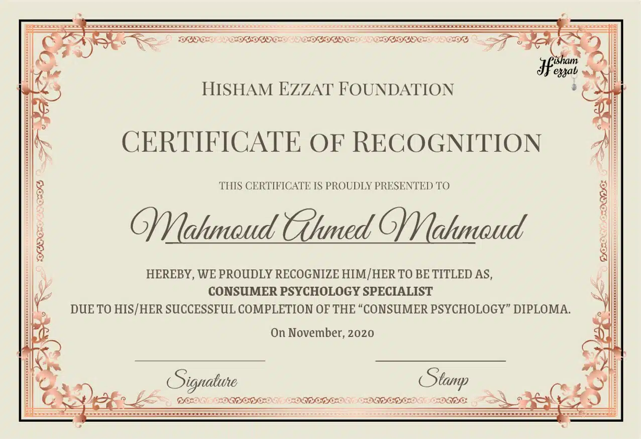 Consumer psychology certificate