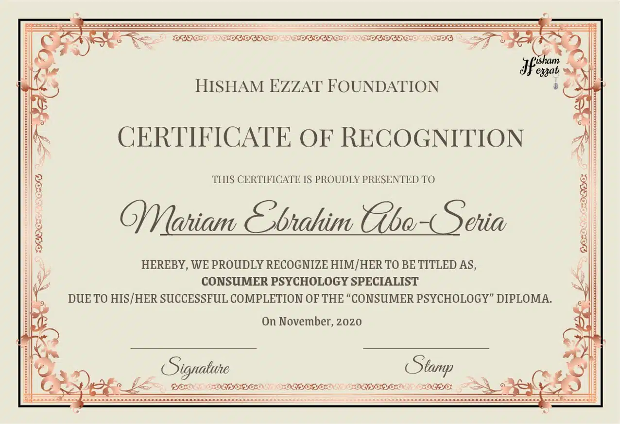 Consumer psychology certificate