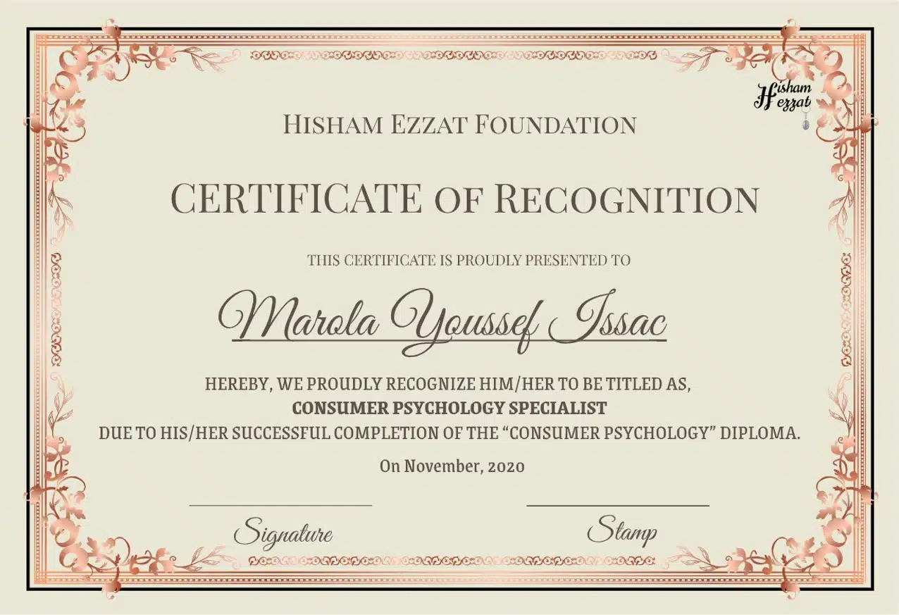 Consumer psychology certificate