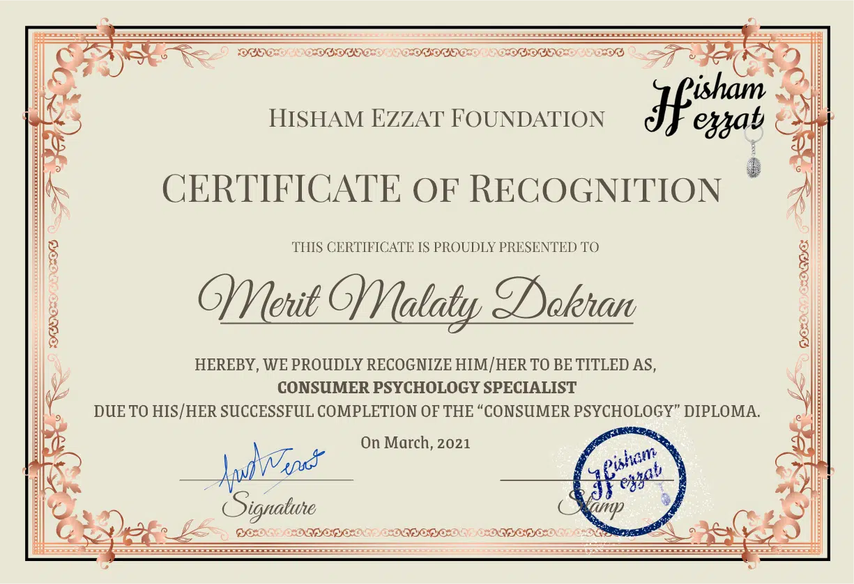 Consumer psychology certificate(top achiever)