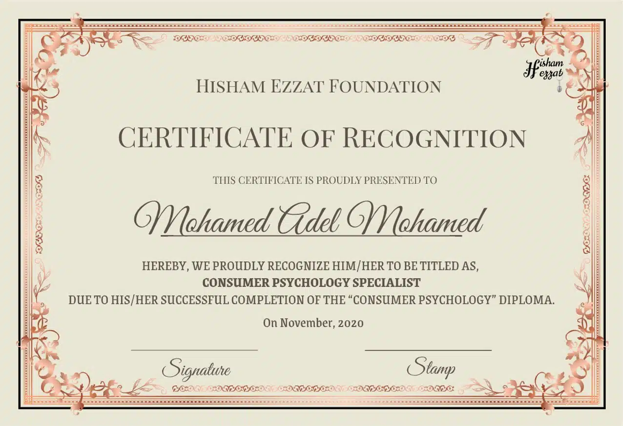 Consumer psychology certificate