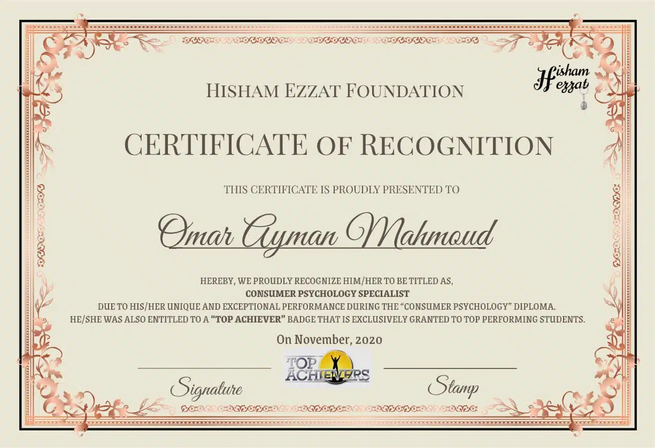 Consumer psychology certificate