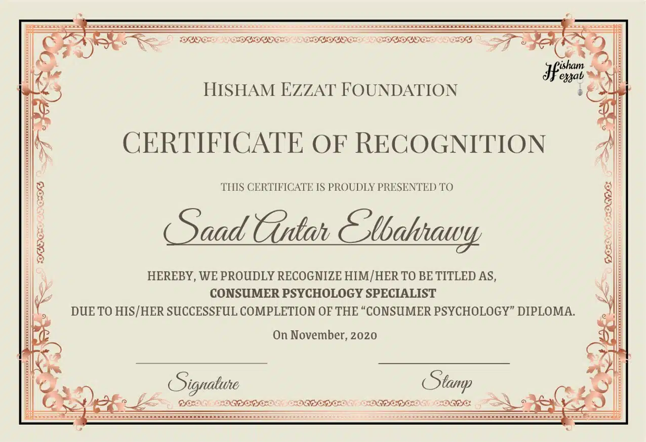 Consumer psychology certificate