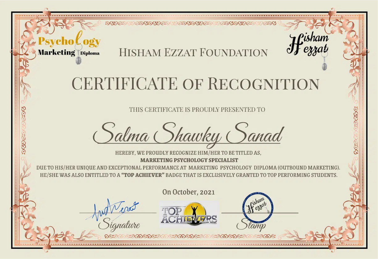 Consumer psychology certificate(top achiever)